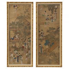 Pair of Qing Dynasty Temple Scene Wallpaper Panels - 2994942