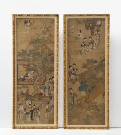 Pair of Qing Dynasty Temple Scene Wallpaper Panels - 2994944
