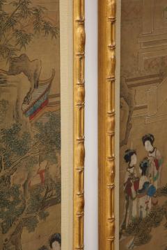 Pair of Qing Dynasty Temple Scene Wallpaper Panels - 2994945