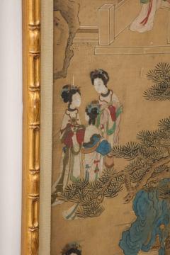 Pair of Qing Dynasty Temple Scene Wallpaper Panels - 2994946