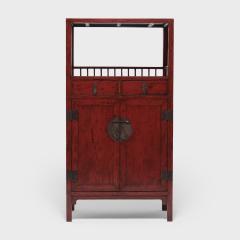 Pair of Red Lacquer Book Cabinets - 4257954