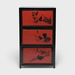 Pair of Red Lacquer Chests with Poetic Pairings - 4258205