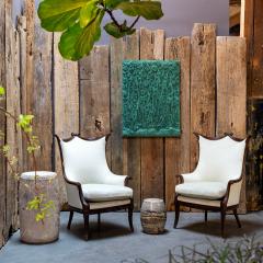 Pair of Regency Style Armchairs in Powder Blue Velvet - 4259073