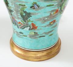 Pair of Turquoise Chinoiserie Lamps - 2994984