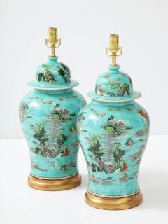 Pair of Turquoise Chinoiserie Lamps - 2994990