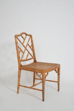 Pair of faux bamboo and canning chairs 1970s  - 4539645