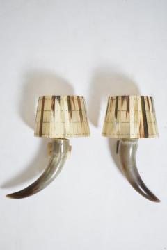 Pair of horn wall sconces 1970s  - 4540098