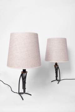Pair of iron and copper lamps 1940s  - 4539818
