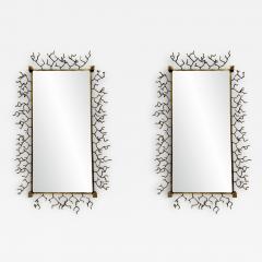 Pair of neoclassical mirrors in bronze with frame in imitation of coral - 2927634