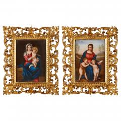 Pair of porcelain plaques in giltwood frames after Old Master Madonnas - 2926630