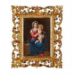 Pair of porcelain plaques in giltwood frames after Old Master Madonnas - 2926649