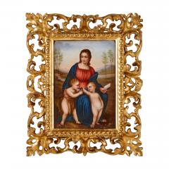 Pair of porcelain plaques in giltwood frames after Old Master Madonnas - 2926651