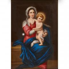Pair of porcelain plaques in giltwood frames after Old Master Madonnas - 2926653