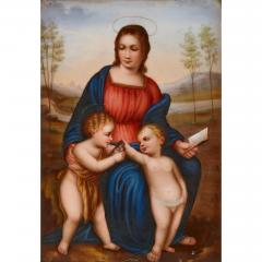 Pair of porcelain plaques in giltwood frames after Old Master Madonnas - 2926659