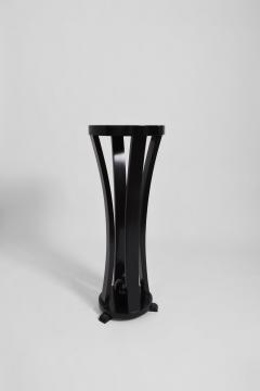 Pair of round black lacquered wooden pedestal tables 1960s  - 4539750