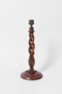 Pair of turned wood candlesticks 19th c  - 4562555