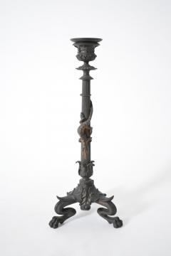 Pair of zoomorphic bronze candle holders XIXth c  - 4562567