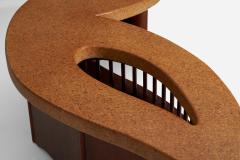 Paul Frankl Organic Coffee Table with Cork Top and Mahogany Base 1950s - 4769796