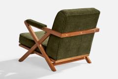Paul Laszlo Lounge Chair with Oak and Velvet USA 1950s - 4769885