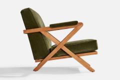 Paul Laszlo Lounge Chair with Oak and Velvet USA 1950s - 4769886