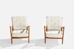 Paulo Buffa Attribution Lounge Chairs with Walnut Fabric Italy 1940s - 4775137
