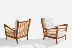 Paulo Buffa Attribution Lounge Chairs with Walnut Fabric Italy 1940s - 4775138