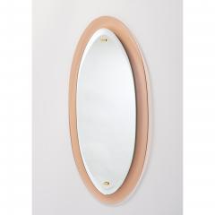 Peach Glass Oval Mirror Italy 1960s - 1989284