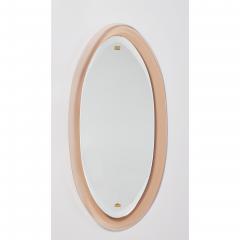 Peach Glass Oval Mirror Italy 1960s - 1989285