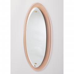 Peach Glass Oval Mirror Italy 1960s - 1989286