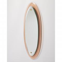 Peach Glass Oval Mirror Italy 1960s - 1989287