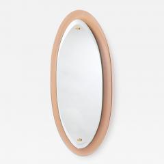 Peach Glass Oval Mirror Italy 1960s - 2021528