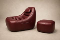 Percival Lafer MP 113 Lounge Chair Ottoman in Original Faux Leather 1970s - 4801725
