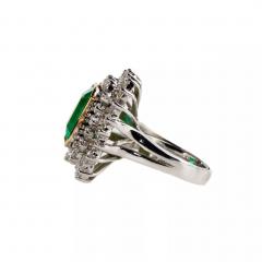 Platinum Ring With Emerald And Diamonds 21st Century - 4779984