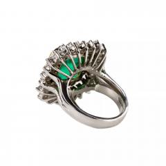 Platinum Ring With Emerald And Diamonds 21st Century - 4779986