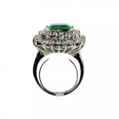 Platinum Ring With Emerald And Diamonds 21st Century - 4779987