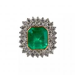 Platinum Ring With Emerald And Diamonds 21st Century - 4779988