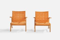 Ralph Rapson Rare Lounge Chairs with Maple Cotton and Brass USA 1945 - 4770263
