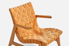 Ralph Rapson Rare Lounge Chairs with Maple Cotton and Brass USA 1945 - 4770265