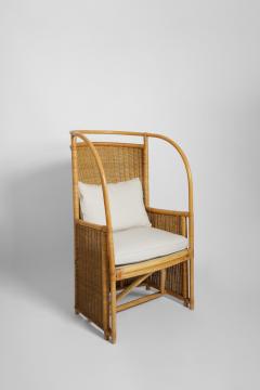 Rattan and wicker armchair 1950s  - 4539430