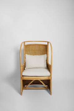 Rattan and wicker armchair 1950s  - 4539431