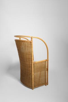 Rattan and wicker armchair 1950s  - 4539433