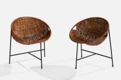 Roberto Mango Roberto Mango Side Chairs with Iron and Rattan Italy 1950s - 4770387