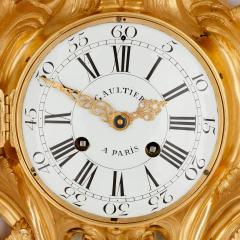 Rococo style gilt bronze cartel clock and barometer - 2926672