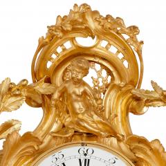 Rococo style gilt bronze cartel clock and barometer - 2926673
