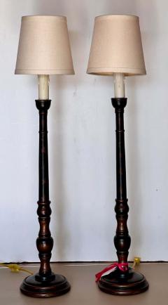 Rose Tarlow Rose Tarlow Melrose House Black Gold Chinoiserie Candlestick Lamps a Pair - 3002723
