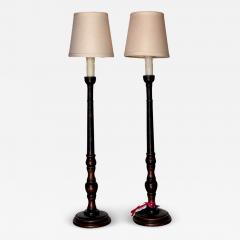 Rose Tarlow Rose Tarlow Melrose House Black Gold Chinoiserie Candlestick Lamps a Pair - 3005388