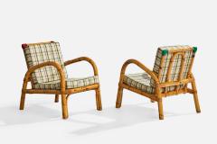 Rotan Lounge Chairs with Bamboo Rattan and Fabric Italy 1950s - 4770413