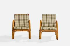 Rotan Lounge Chairs with Bamboo Rattan and Fabric Italy 1950s - 4770414