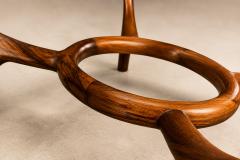 Round Coffee Table in Cavi na Wood Glass by Giuseppe Scapinelli Brazil 1950s - 4801895