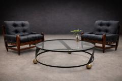 Round Coffee Table in Plated Painted Metal with Glass Top 1960s Lot 416 - 4624883